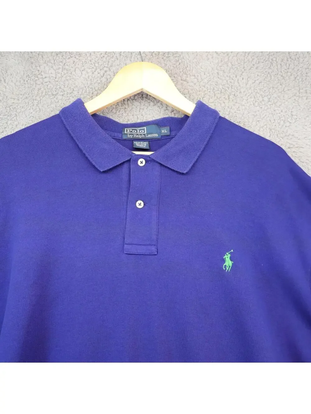 Polo Ralph Lauren Shirt XL Blue - Green Pony Golf Vtg Cotton